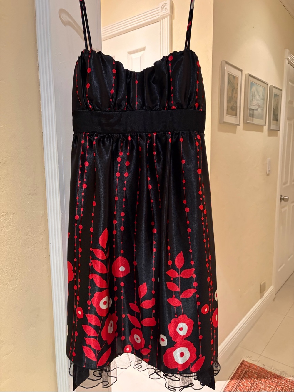Speechless Black Dress with Red Floral Print